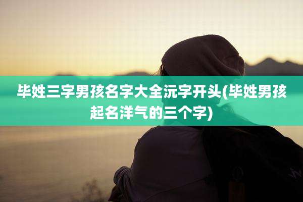 毕姓三字男孩名字大全沅字开头(毕姓男孩起名洋气的三个字)