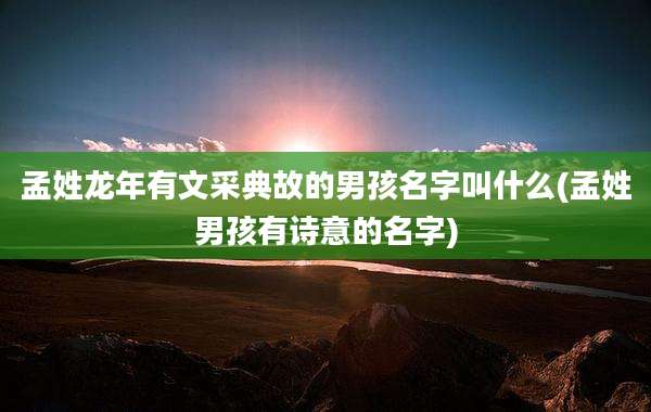 孟姓龙年有文采典故的男孩名字叫什么(孟姓男孩有诗意的名字)