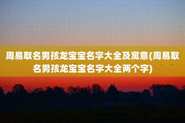 周易取名男孩龙宝宝名字大全及寓意(周易取名男孩龙宝宝名字大全两个字)