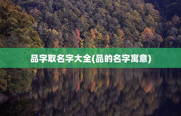 品字取名字大全(品的名字寓意)