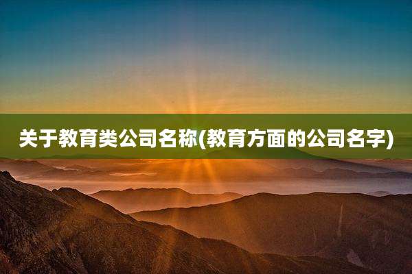 关于教育类公司名称(教育方面的公司名字)
