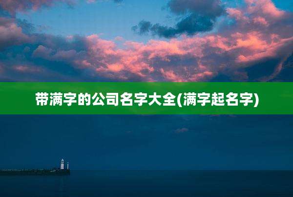 带满字的公司名字大全(满字起名字)