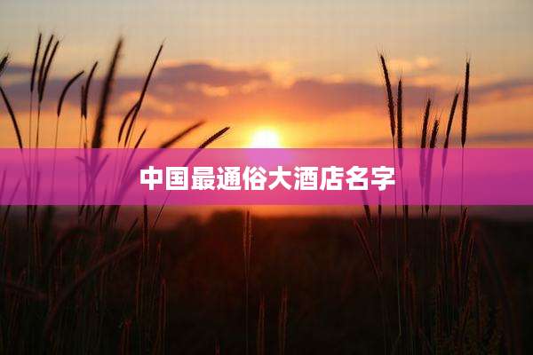 中国最通俗大酒店名字