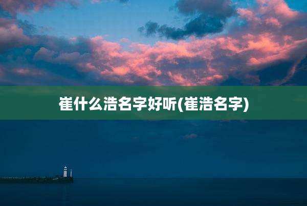 崔什么浩名字好听(崔浩名字)