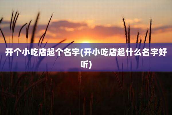 开个小吃店起个名字(开小吃店起什么名字好听)