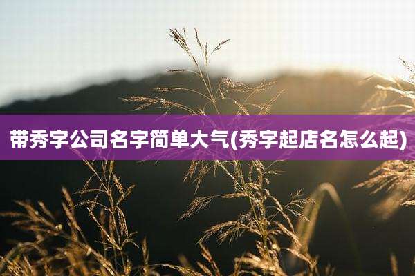 带秀字公司名字简单大气(秀字起店名怎么起)