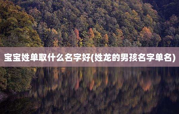 宝宝姓单取什么名字好(姓龙的男孩名字单名)