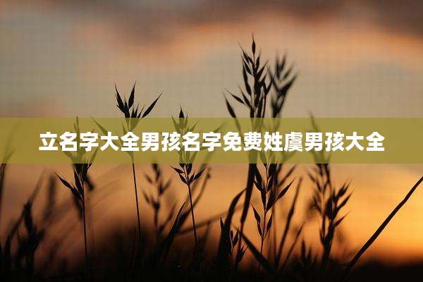 立名字大全男孩名字免费姓虞男孩大全