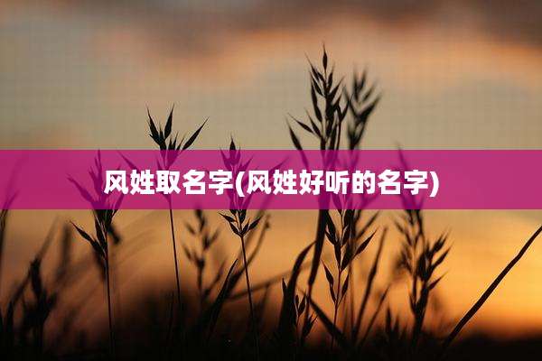 风姓取名字(风姓好听的名字)