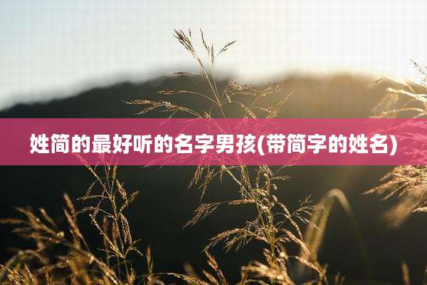 姓简的最好听的名字男孩(带简字的姓名)