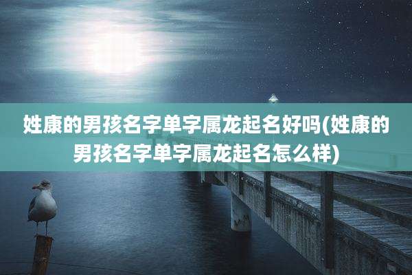 姓康的男孩名字单字属龙起名好吗(姓康的男孩名字单字属龙起名怎么样)