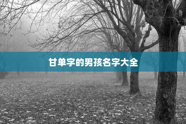 甘单字的男孩名字大全