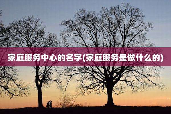 家庭服务中心的名字(家庭服务是做什么的)