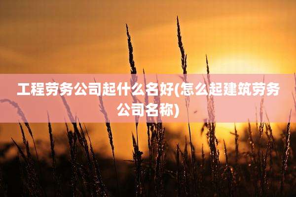 工程劳务公司起什么名好(怎么起建筑劳务公司名称)