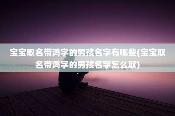 宝宝取名带鸿字的男孩名字有哪些(宝宝取名带鸿字的男孩名字怎么取)