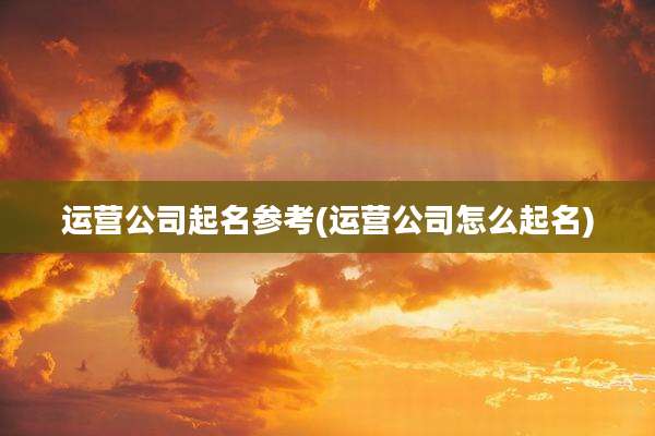 运营公司起名参考(运营公司怎么起名)