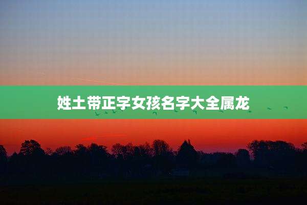 姓土带正字女孩名字大全属龙