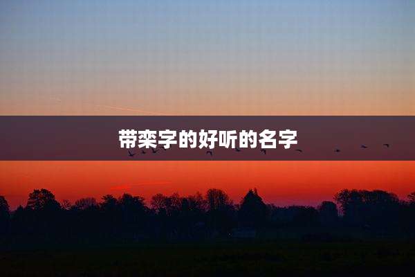 带栾字的好听的名字