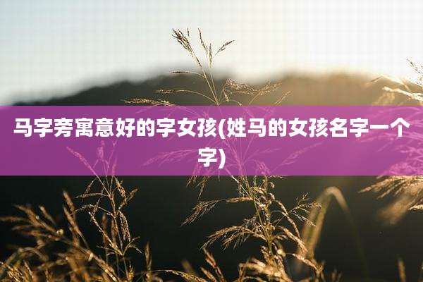 马字旁寓意好的字女孩(姓马的女孩名字一个字)
