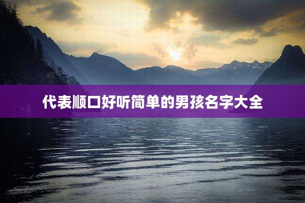 代表顺口好听简单的男孩名字大全