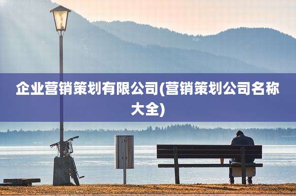 企业营销策划有限公司(营销策划公司名称大全)