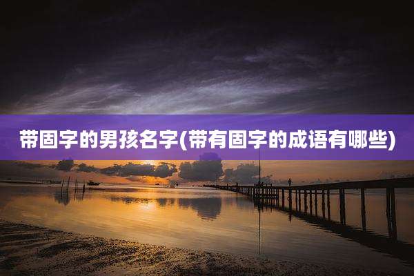 带固字的男孩名字(带有固字的成语有哪些)