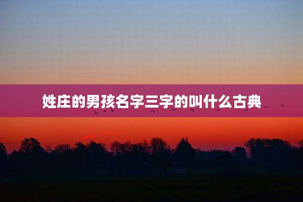 姓庄的男孩名字三字的叫什么古典