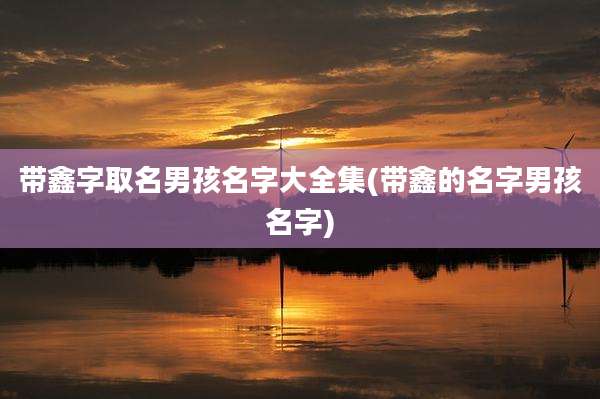 带鑫字取名男孩名字大全集(带鑫的名字男孩名字)
