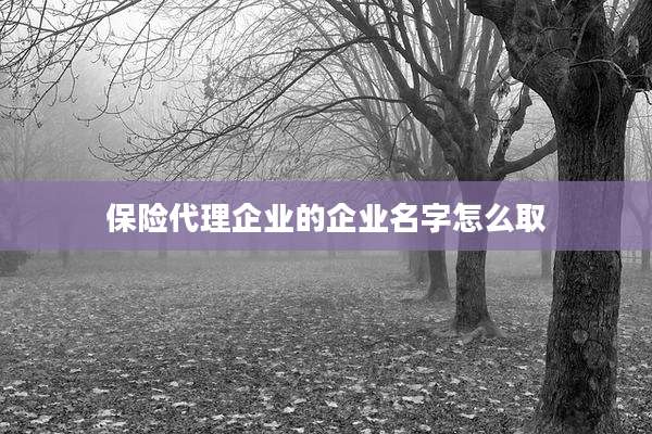 保险代理企业的企业名字怎么取