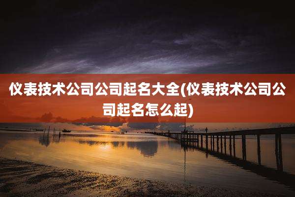 仪表技术公司公司起名大全(仪表技术公司公司起名怎么起)