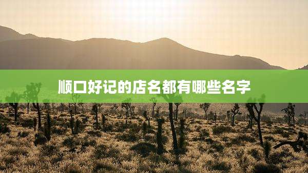 顺口好记的店名都有哪些名字