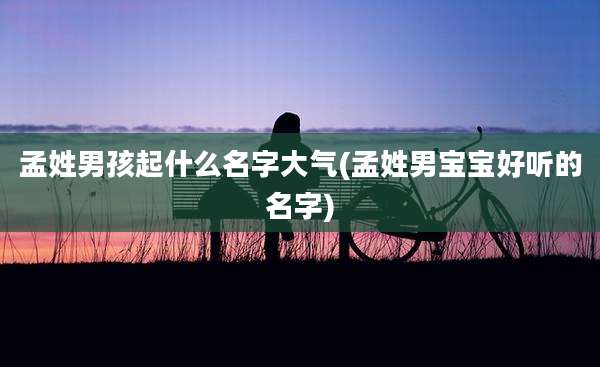 孟姓男孩起什么名字大气(孟姓男宝宝好听的名字)