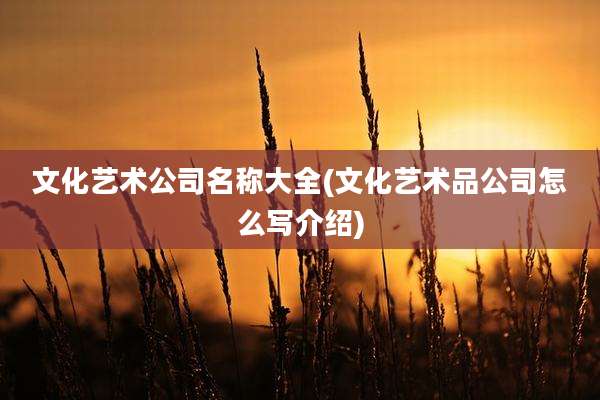 文化艺术公司名称大全(文化艺术品公司怎么写介绍)