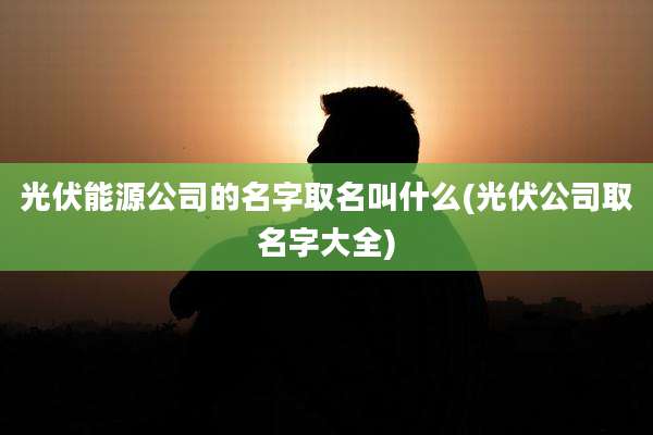光伏能源公司的名字取名叫什么(光伏公司取名字大全)