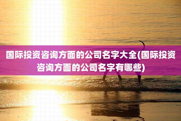 国际投资咨询方面的公司名字大全(国际投资咨询方面的公司名字有哪些)