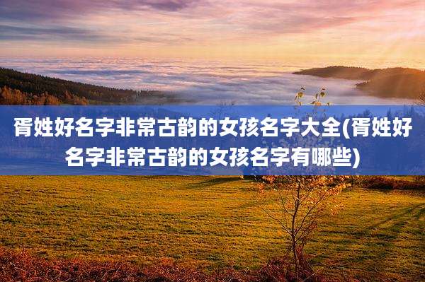 胥姓好名字非常古韵的女孩名字大全(胥姓好名字非常古韵的女孩名字有哪些)