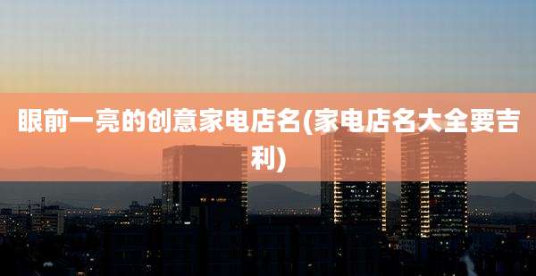 眼前一亮的创意家电店名(家电店名大全要吉利)
