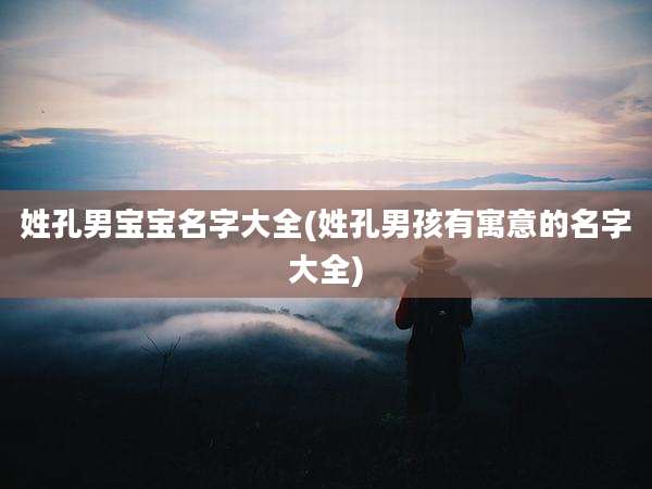 姓孔男宝宝名字大全(姓孔男孩有寓意的名字大全)