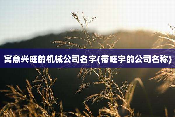 寓意兴旺的机械公司名字(带旺字的公司名称)
