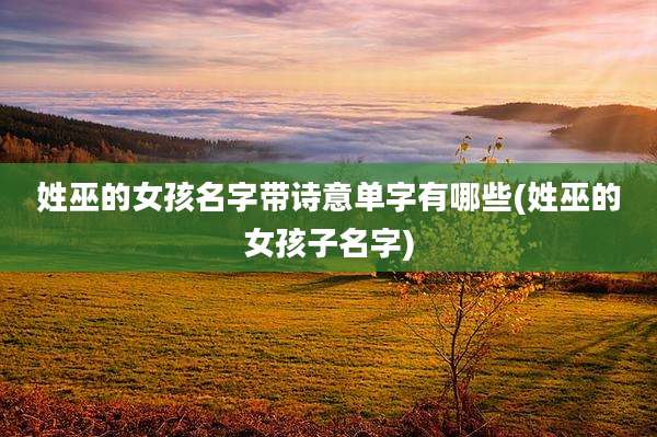 姓巫的女孩名字带诗意单字有哪些(姓巫的女孩子名字)