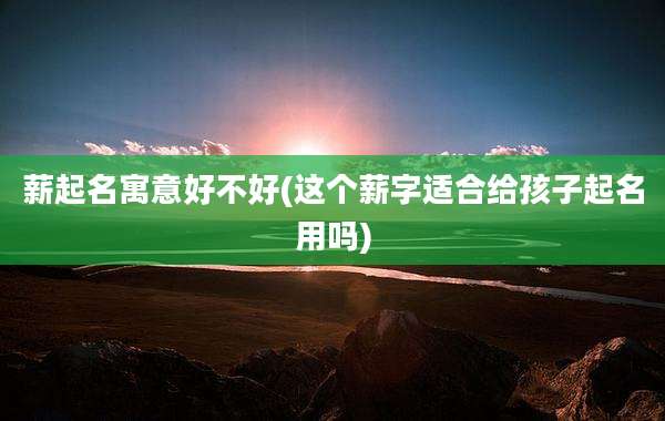 薪起名寓意好不好(这个薪字适合给孩子起名用吗)