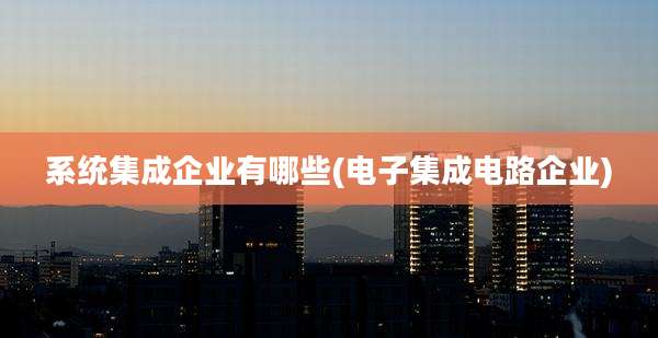 系统集成企业有哪些(电子集成电路企业)