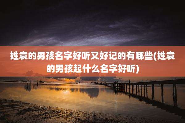 姓袁的男孩名字好听又好记的有哪些(姓袁的男孩起什么名字好听)