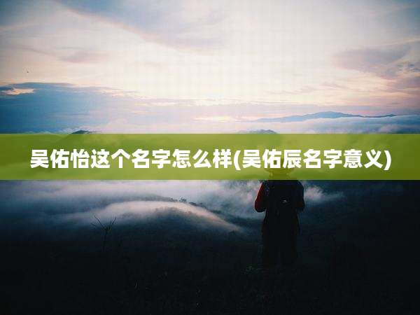 吴佑怡这个名字怎么样(吴佑辰名字意义)