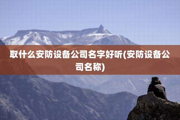 取什么安防设备公司名字好听(安防设备公司名称)