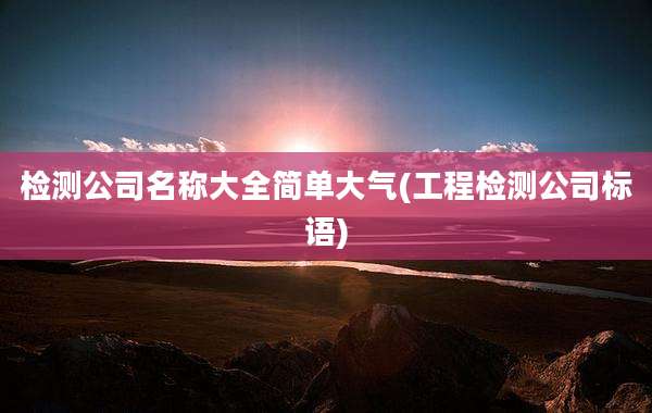 检测公司名称大全简单大气(工程检测公司标语)