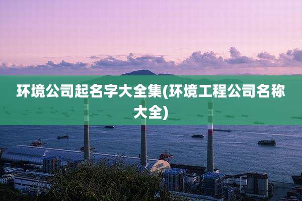 环境公司起名字大全集(环境工程公司名称大全)