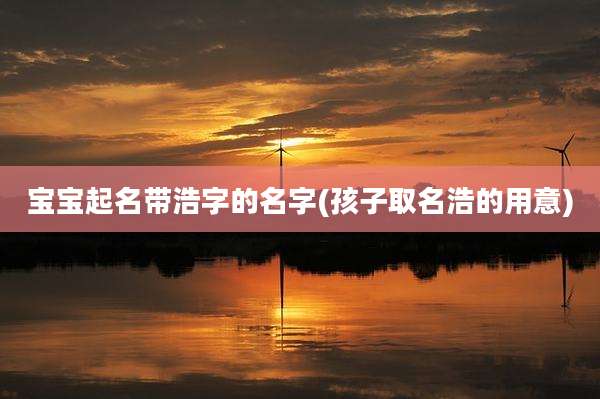 宝宝起名带浩字的名字(孩子取名浩的用意)