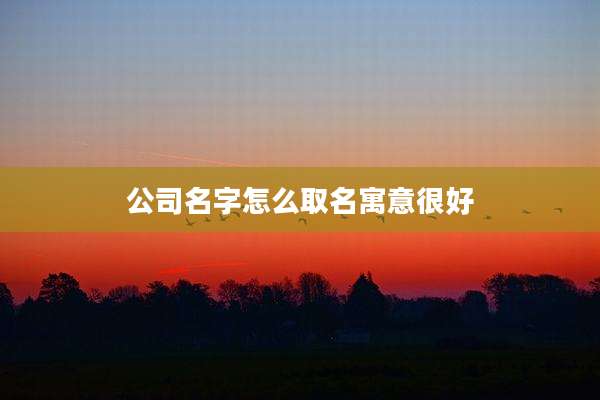 公司名字怎么取名寓意很好