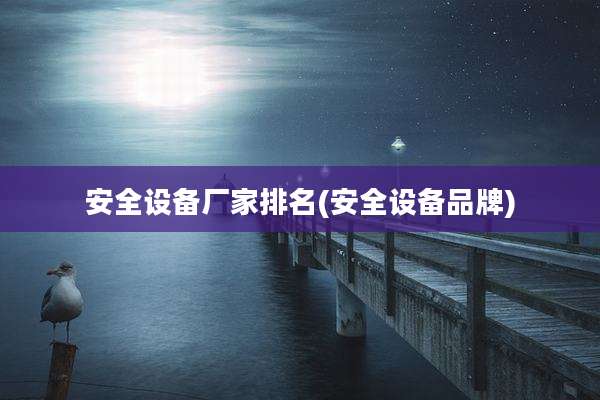 安全设备厂家排名(安全设备品牌)